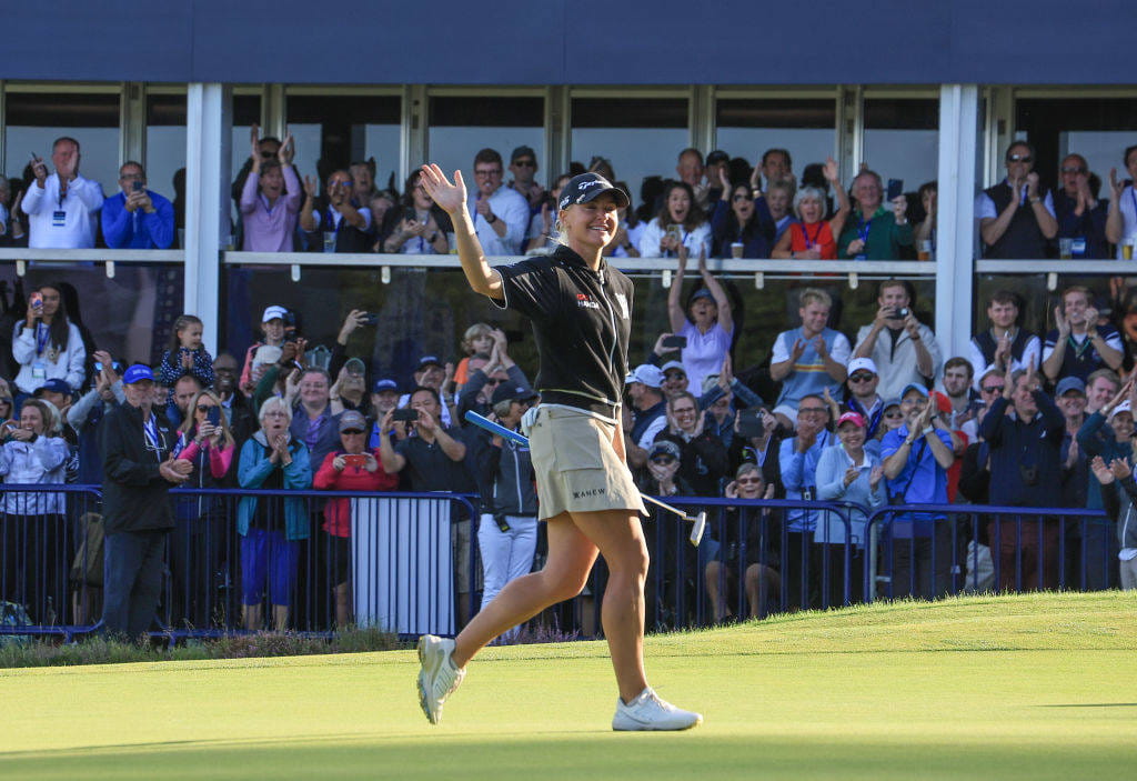 Charley Hull smiles during the 2023 AIG Women's Open